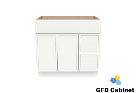 VDB3621R Vanity Sink 3-Drawers Right Side Drawer 36"Wx34-1/2"Hx21"D
