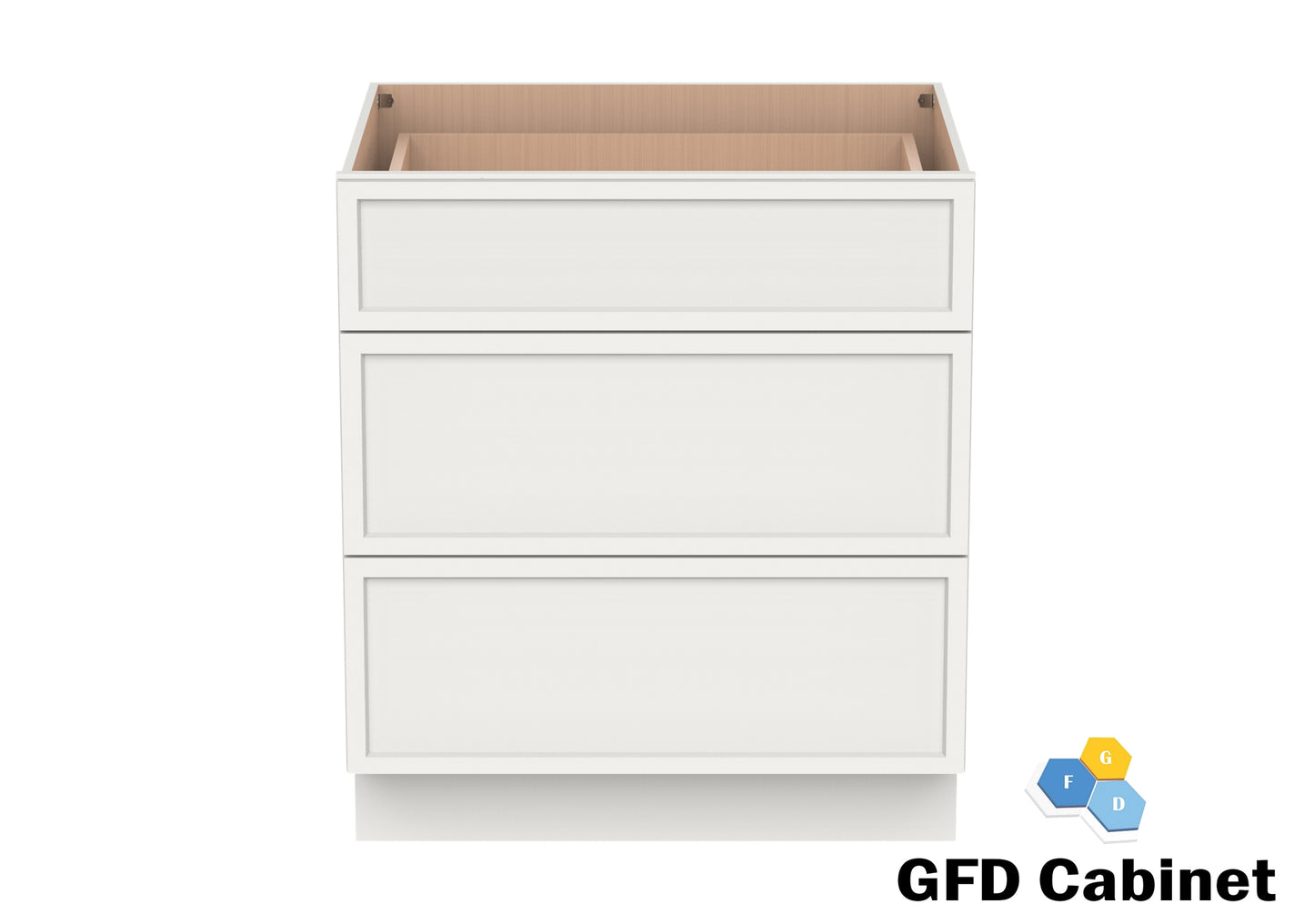 3DB30 Slim Shaker 3-Drawer Base Cabinet 30"Wx34-1/2"Hx24"D