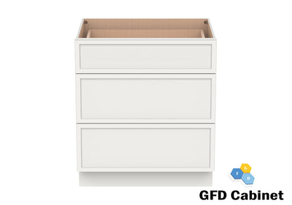 3DB30 Slim Shaker 3-Drawer Base Cabinet 30"Wx34-1/2"Hx24"D