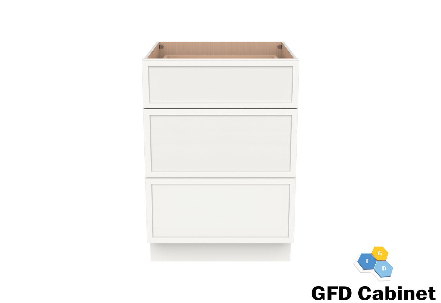 VDB1521 Slim Shaker Vanity 3-Drawer Base15"Wx34-1/2"Hx21"D