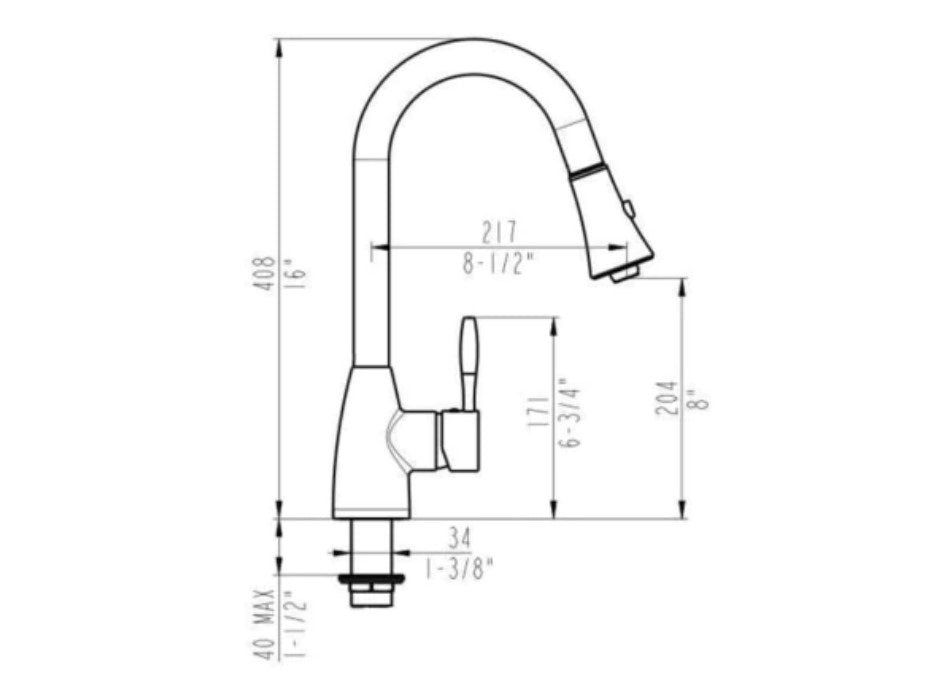 N88402 Single Handle Pull Down Kitchen Faucet Black/Burshed Nickel/Oil Rubbed Bronze