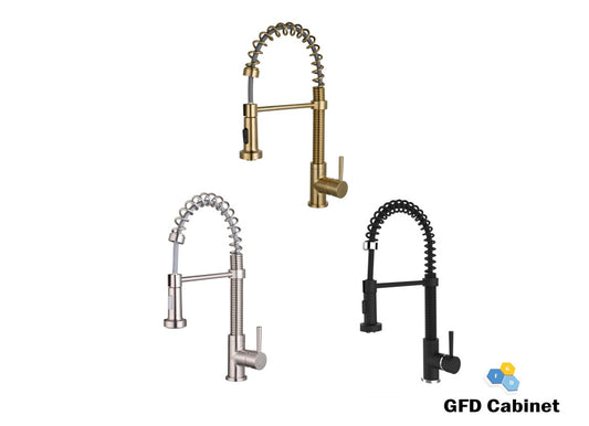 N88503B2 Single Handle Pull Down Kitchen Faucet With Spring Coil Gold/Black/Brushed Nickel