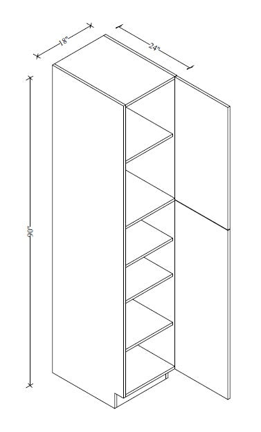 PC1890 Frameless Wall Pantry 18"Wx90"Hx24"D