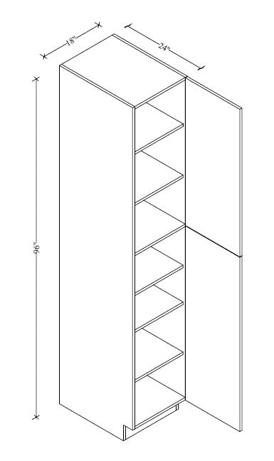 PC1896 Frameless Wall Pantry 18"Wx96"Hx24"D