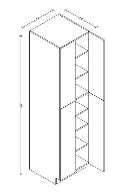 PC2496 Frameless Wall Pantry 24"Wx96"Hx24"D