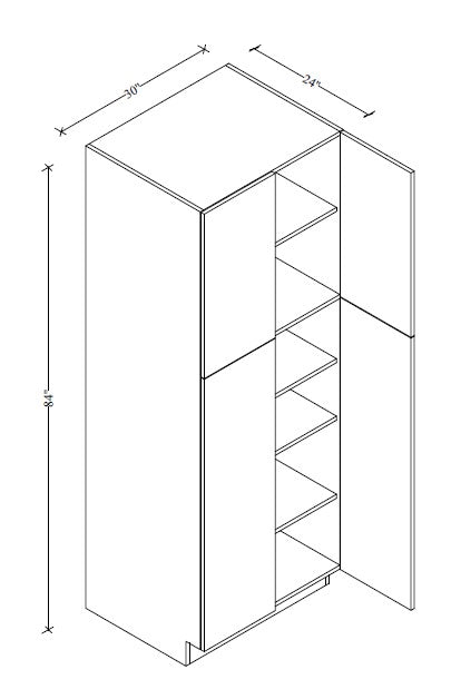 PC3084 Frameless Wall Pantry 30"Wx84"Hx24"D