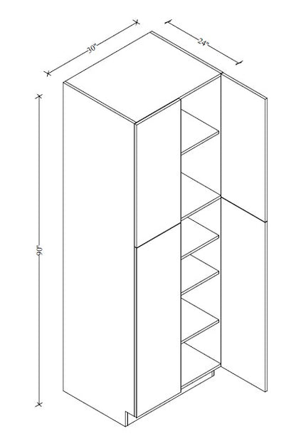 PC3090 Frameless Wall Pantry 30"Wx90"Hx24"D