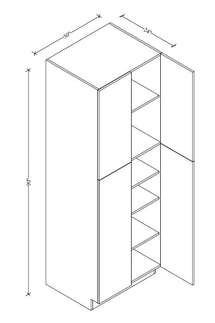 PC3090 Frameless Wall Pantry 30"Wx90"Hx24"D