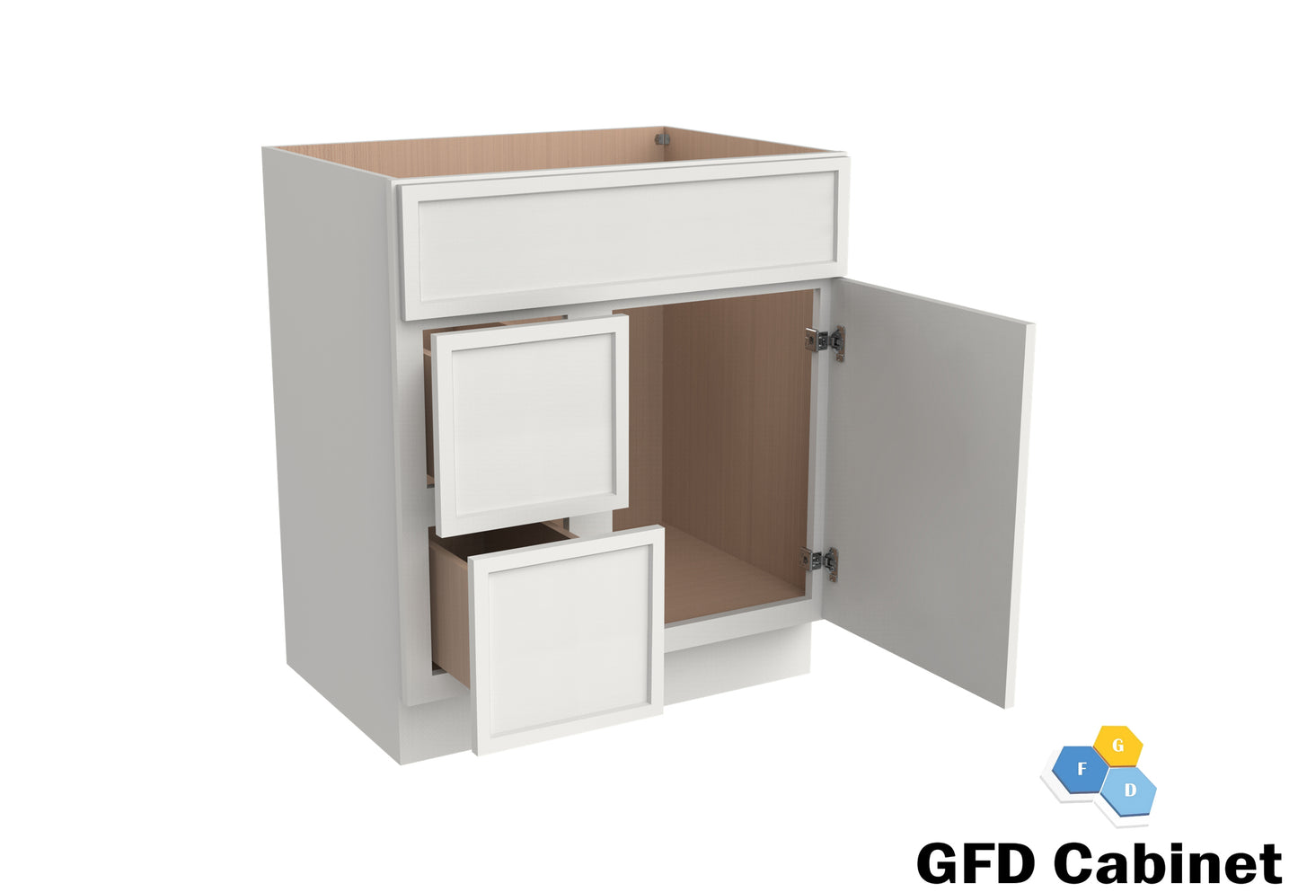 VDB3021L Vanity Sink 3-Drawers Left Side Drawer 30"Wx34-1/2"Hx21"D