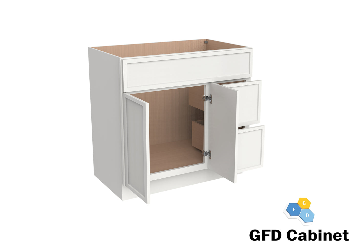 VDB3621R Vanity Sink 3-Drawers Right Side Drawer 36"Wx34-1/2"Hx21"D