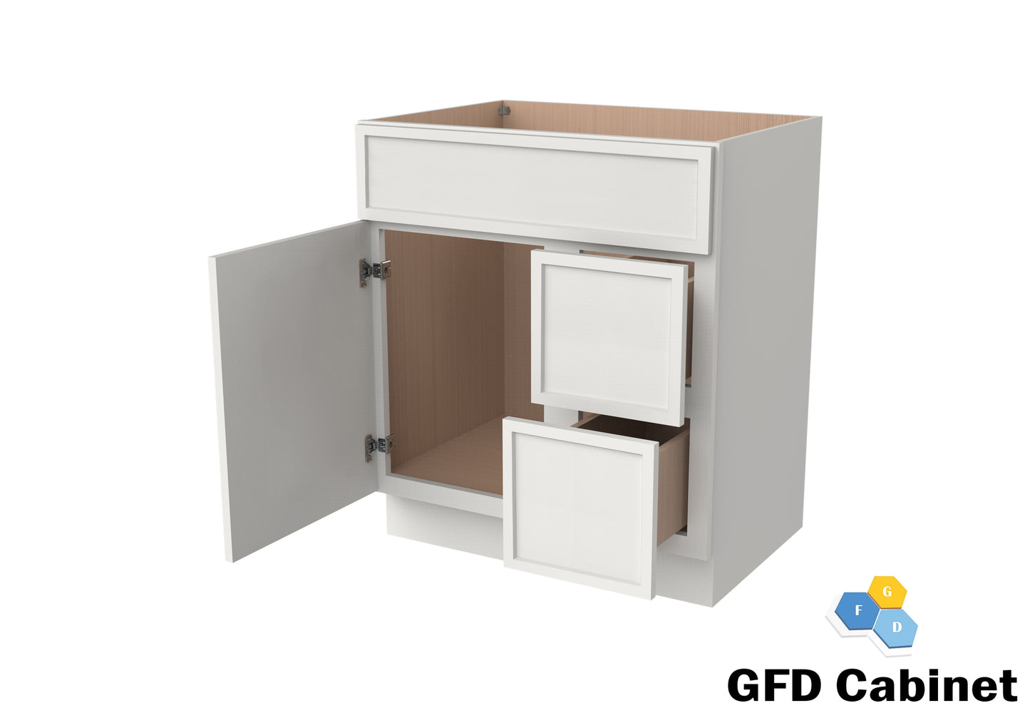VDB3021R Vanity Sink 3-Drawers Right Side Drawer 30"Wx34-1/2"Hx21"D
