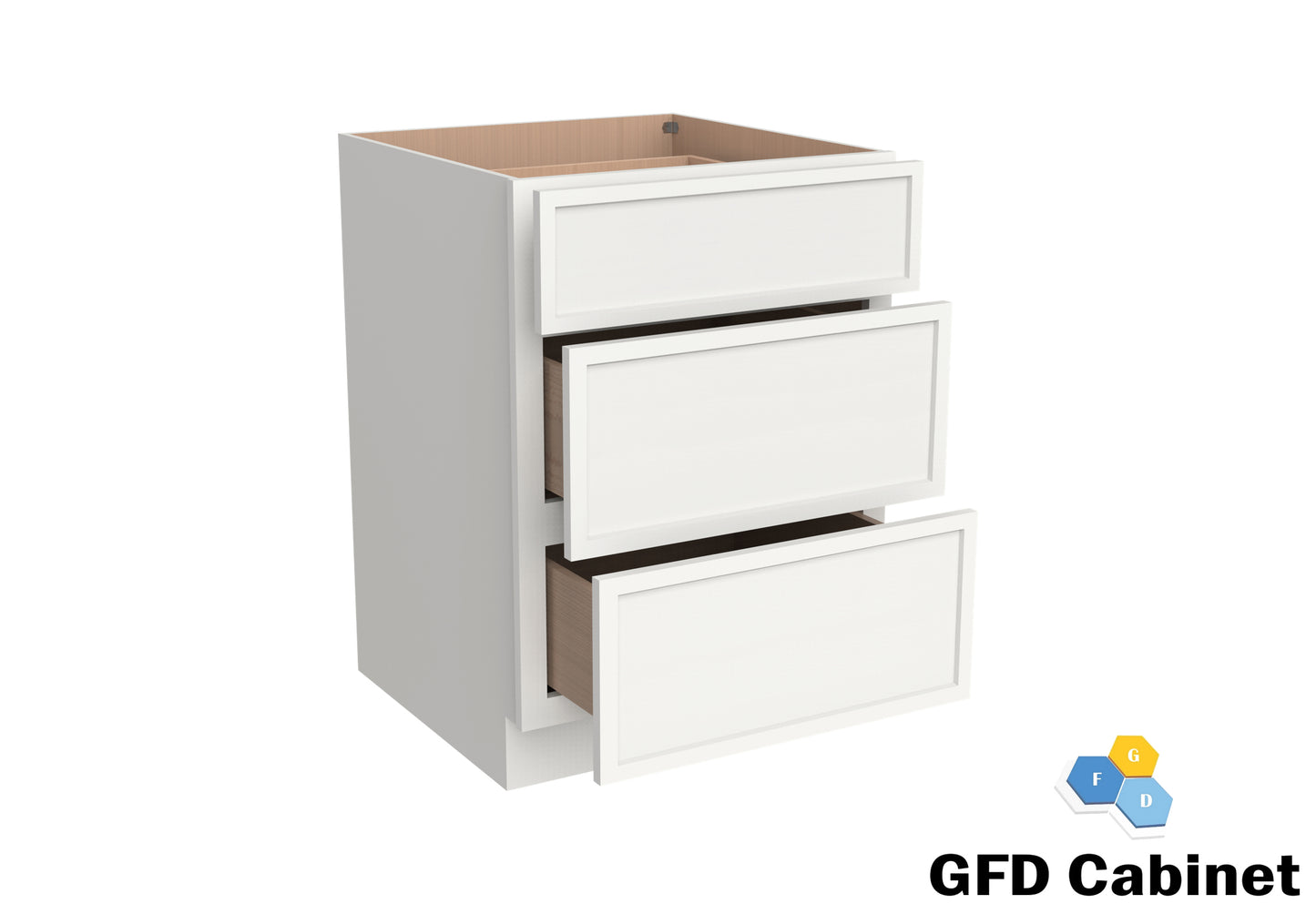 VDB1521 Slim Shaker Vanity 3-Drawer Base15"Wx34-1/2"Hx21"D