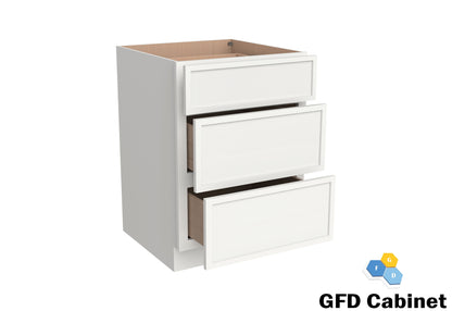 VDB1521 Slim Shaker Vanity 3-Drawer Base15"Wx34-1/2"Hx21"D