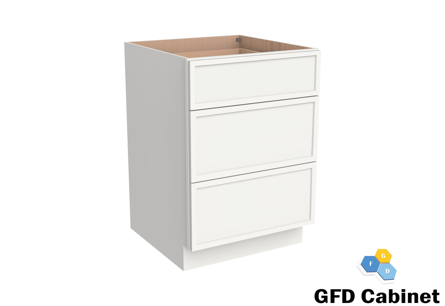 VDB1521 Slim Shaker Vanity 3-Drawer Base15"Wx34-1/2"Hx21"D