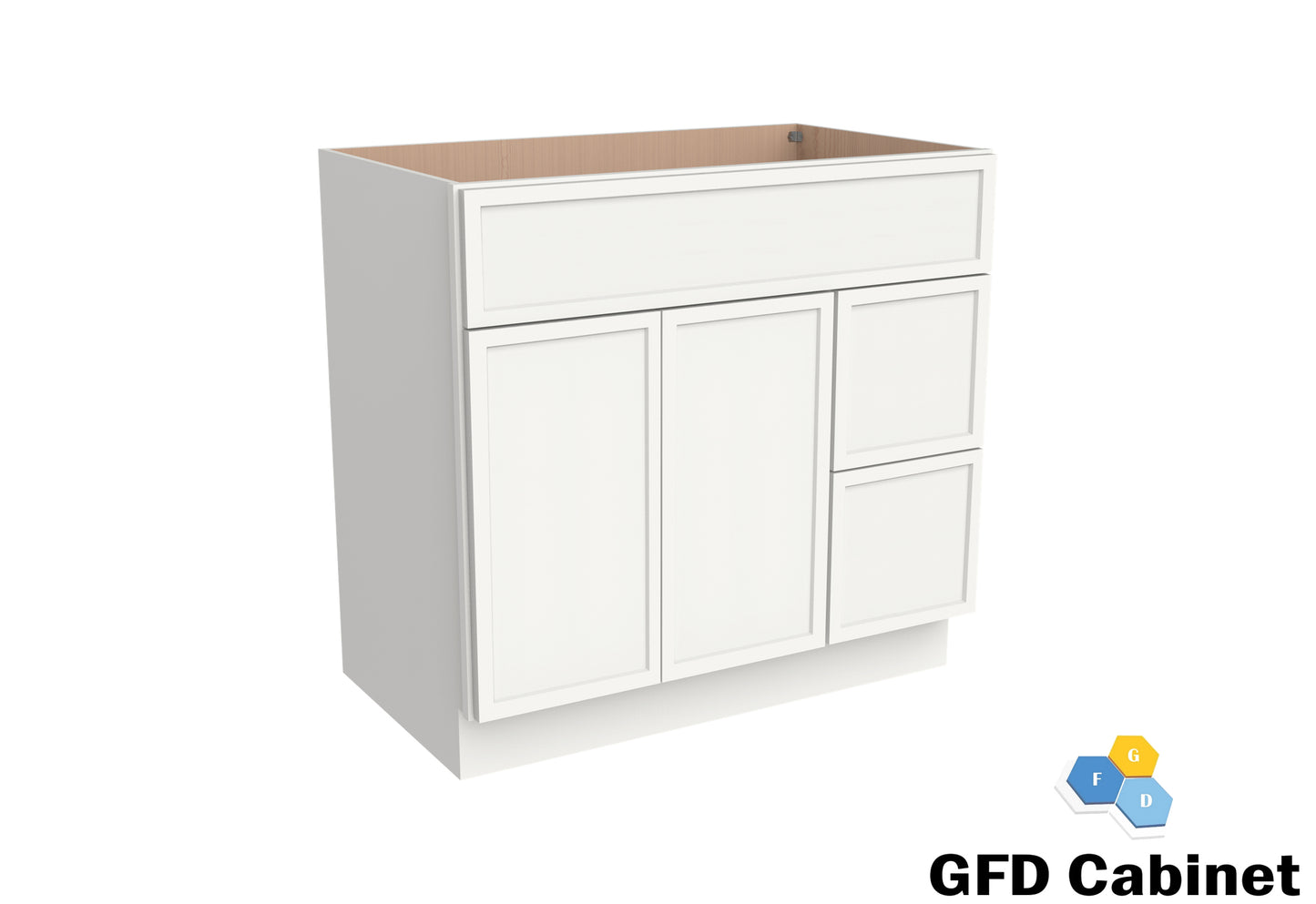 VDB3621R Vanity Sink 3-Drawers Right Side Drawer 36"Wx34-1/2"Hx21"D