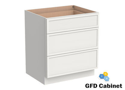 3DB30 Slim Shaker 3-Drawer Base Cabinet 30"Wx34-1/2"Hx24"D