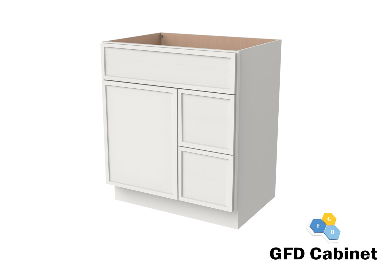 VDB3021R Vanity Sink 3-Drawers Right Side Drawer 30"Wx34-1/2"Hx21"D