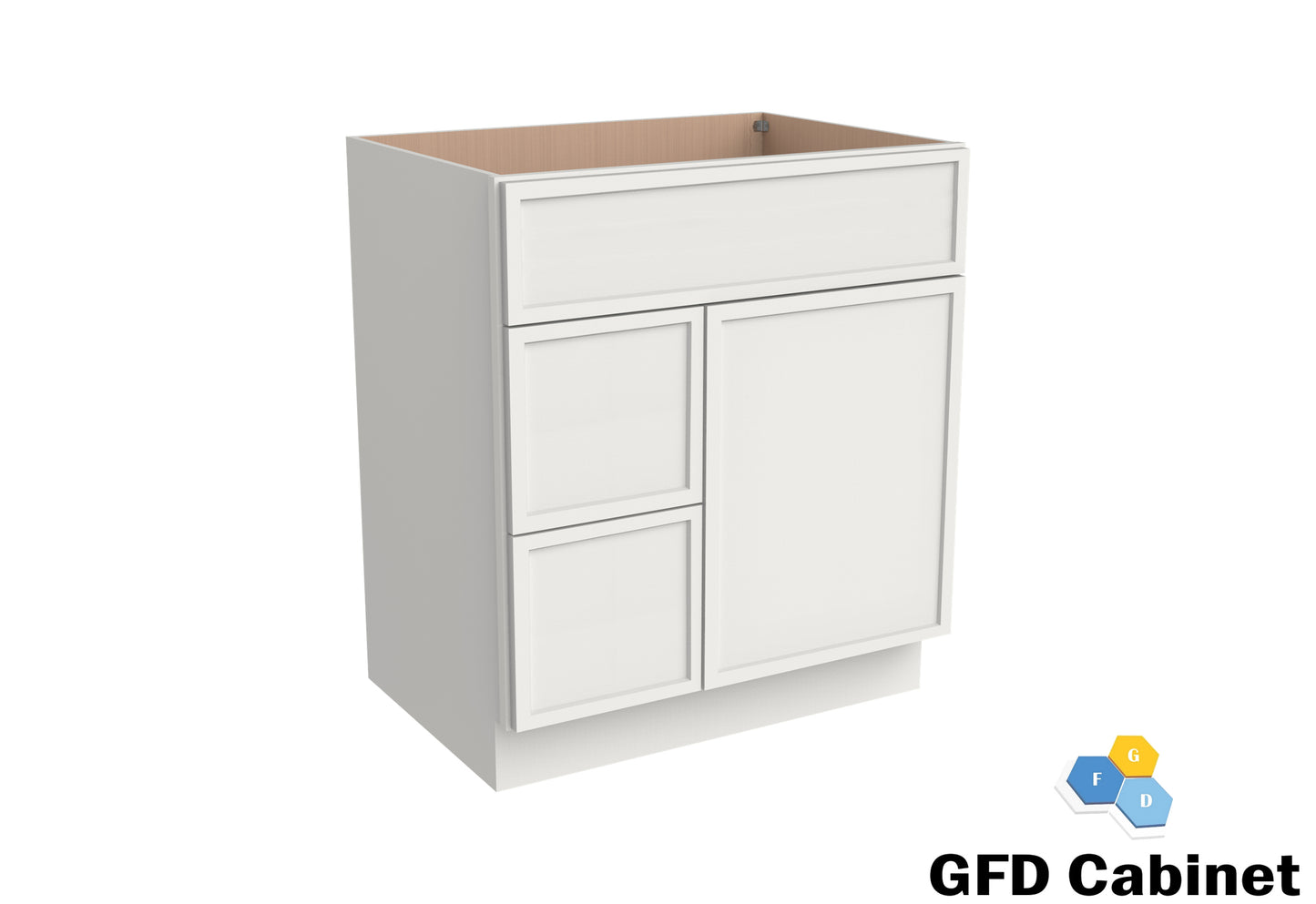 VDB3021L Vanity Sink 3-Drawers Left Side Drawer 30"Wx34-1/2"Hx21"D