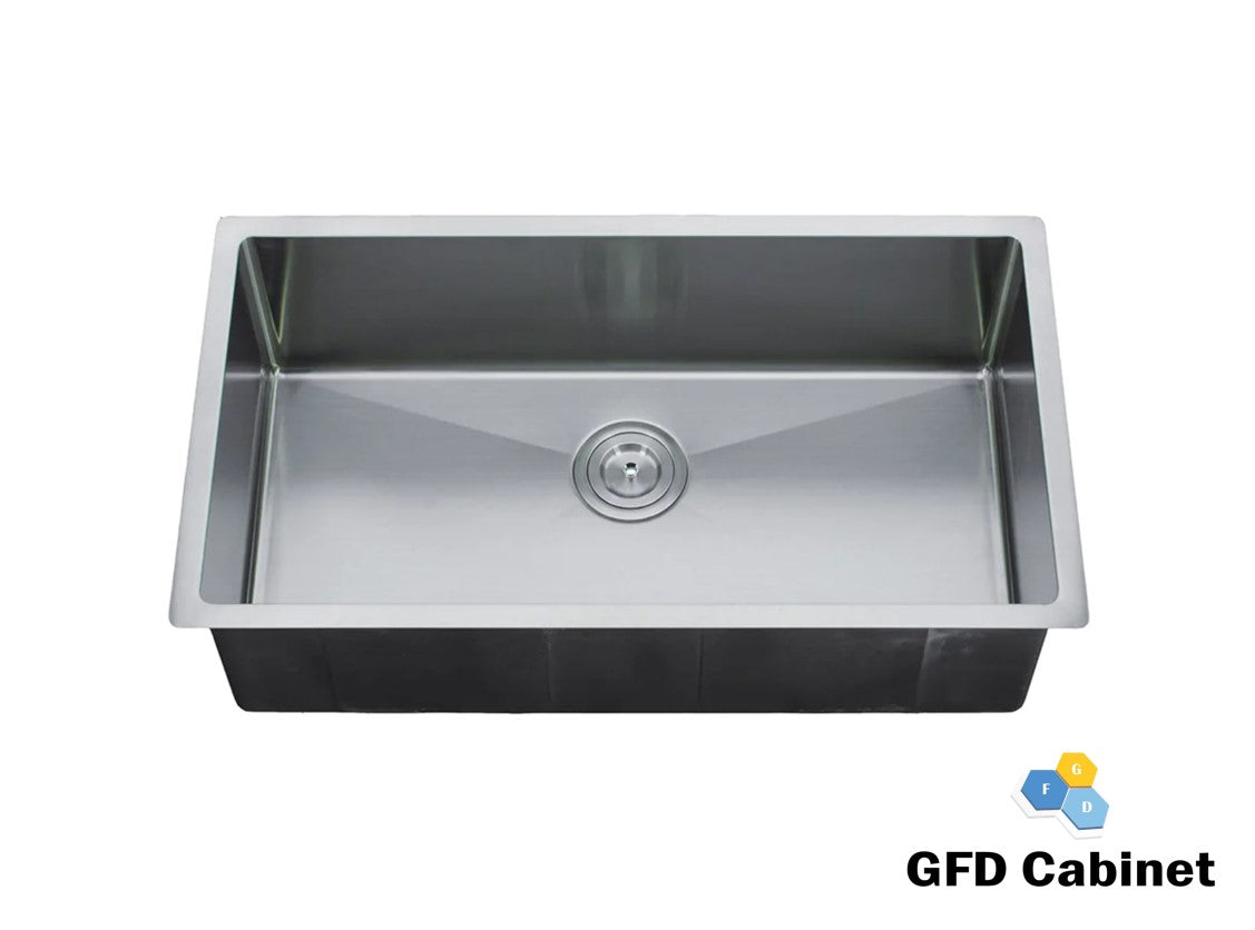 RD2718S 18 Gauge (18G) Round Corners Stainless Steel Undermount Square Single Bowl Sink
