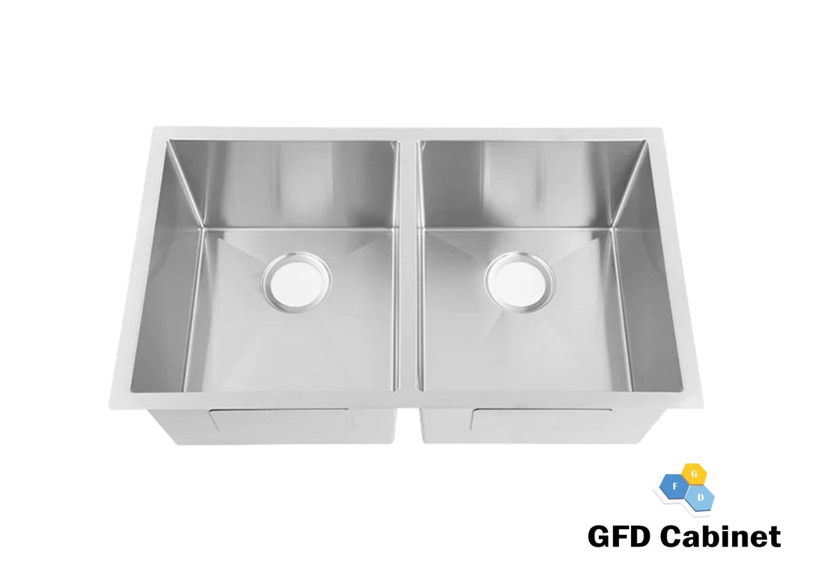 Products RD3219D 18 Gauge (18G) Rounder Corners Stainless steel Undermount Square 50/50 Double Bowl Sink
