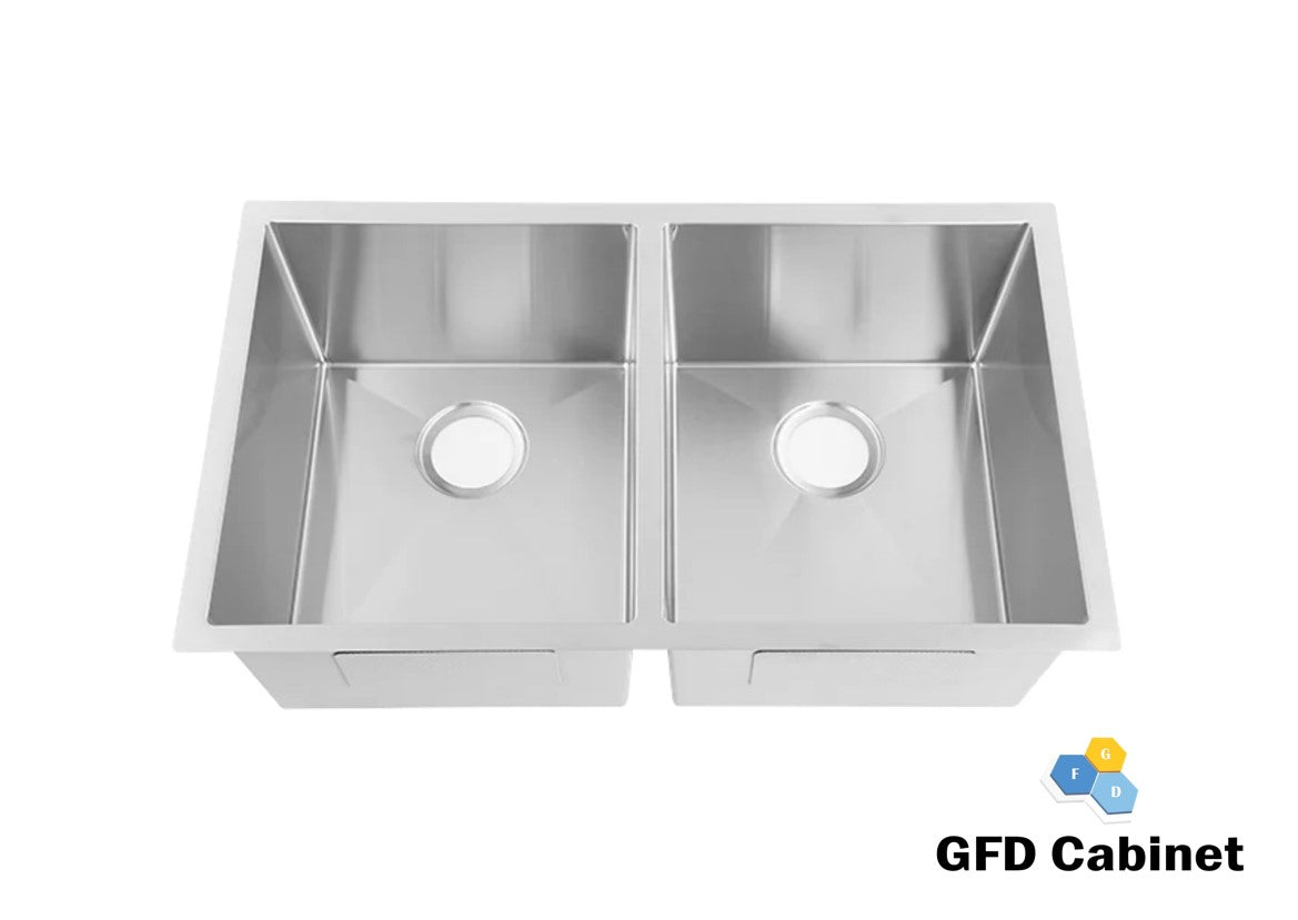 RD3219D 18G Stainless Steel Square Double Sink Granite Factory Direct