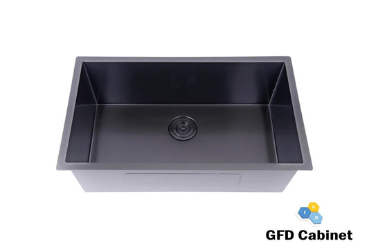 RD3219S 18 Gauge (18G) Black Stainless Steel Under-Mount Round Corner Single Bowl Sink