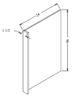 RRP9624 Shaker Style Cabinet Refrigerator Panel 1/2"Wx96"Hx24"D & 1.5" with Filler