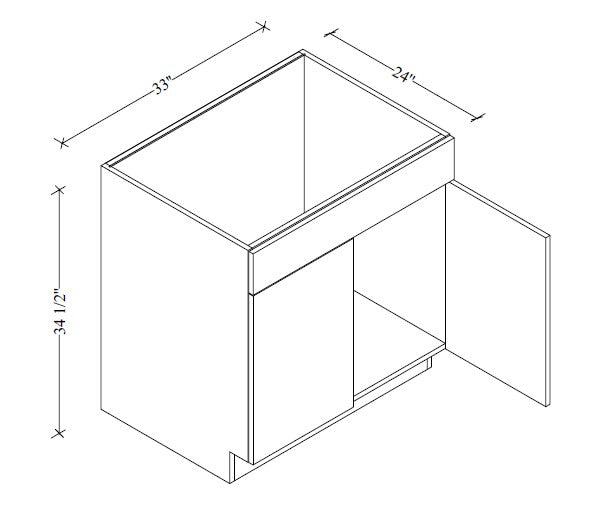 SB33 Sink Base 33"Wx34-1/2"Hx24"D