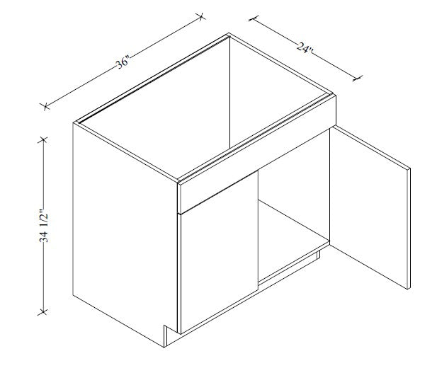 SB36 Sink Base 36"Wx34-1/2"Hx24"D