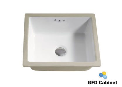 SF1614 Rectangular Ceramic Undermount Bathroom Sink with Overflow