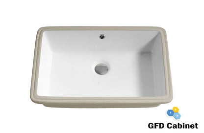 SF-2014 Rectangular Ceramic Undermount Bathroom Sink with Overflow