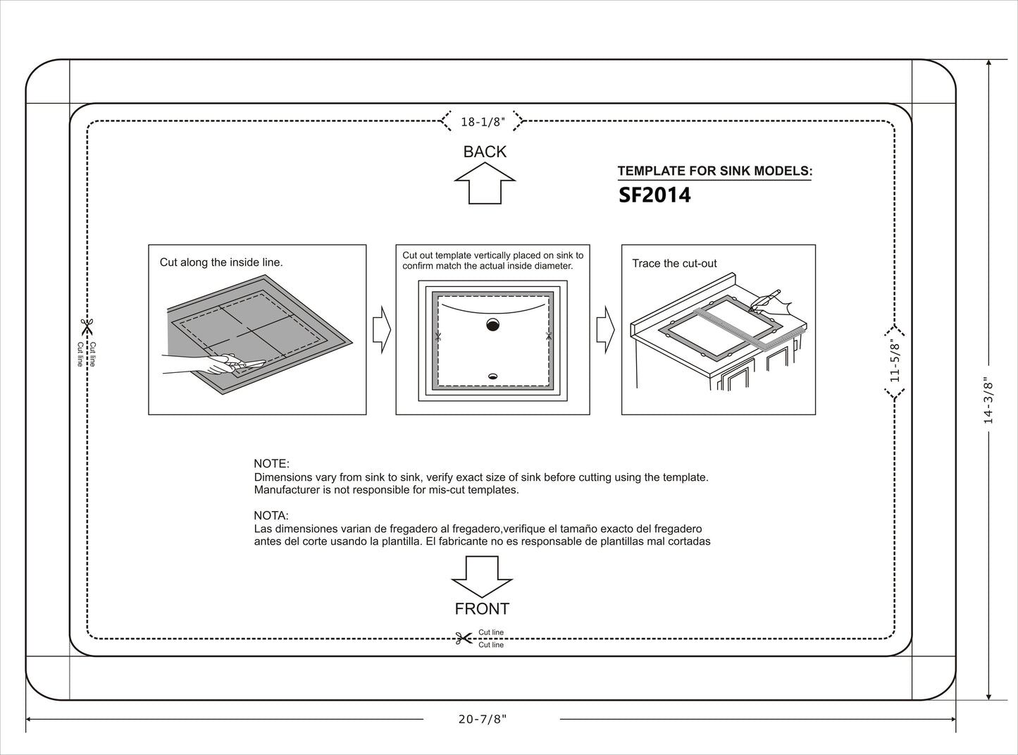 SF2114  (SF2014) Rectangular Ceramic Undermount Bathroom Sink with Overflow