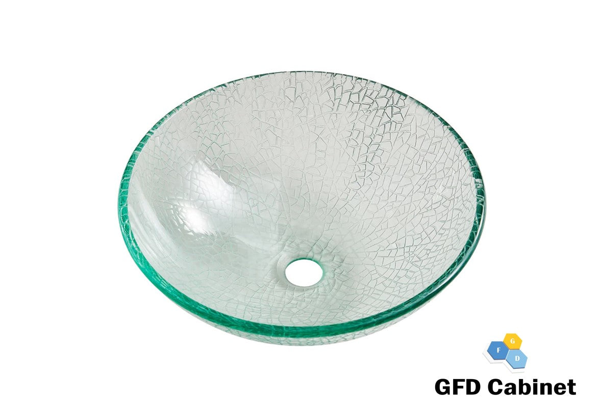 SGE05035-1-A 18 Gauge (18G) Amalfi Glass Vessel Sink Natural Artistic