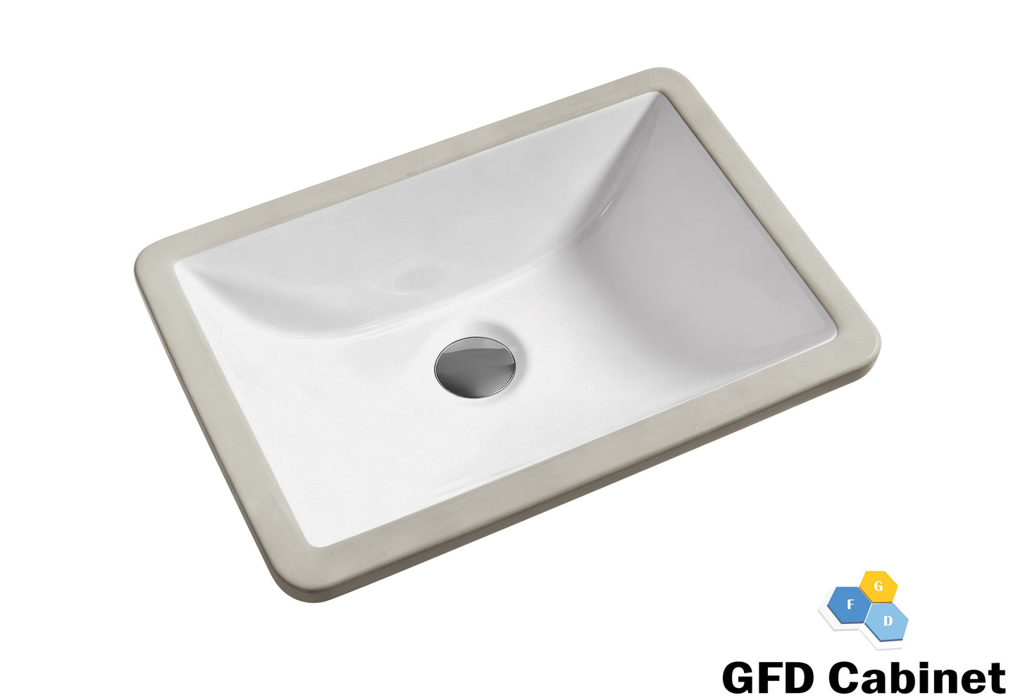 SK-1712 Rectangular Ceramic Undermount Bathroom Sink with Overflow