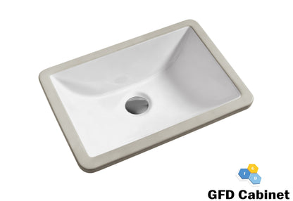 SK-1712 Rectangular Ceramic Undermount Bathroom Sink with Overflow