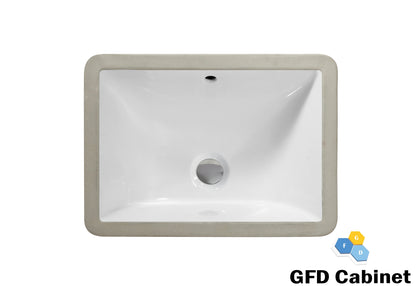 SK-1712 Rectangular Ceramic Undermount Bathroom Sink with Overflow