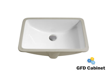 SK-2254-WH Rectangular Ceramic Undermount Basin white Color