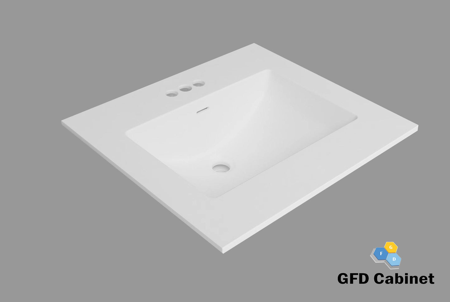 GFD-SNK-101 Acrylic Single Bathroom Vanity Top with Sink in White