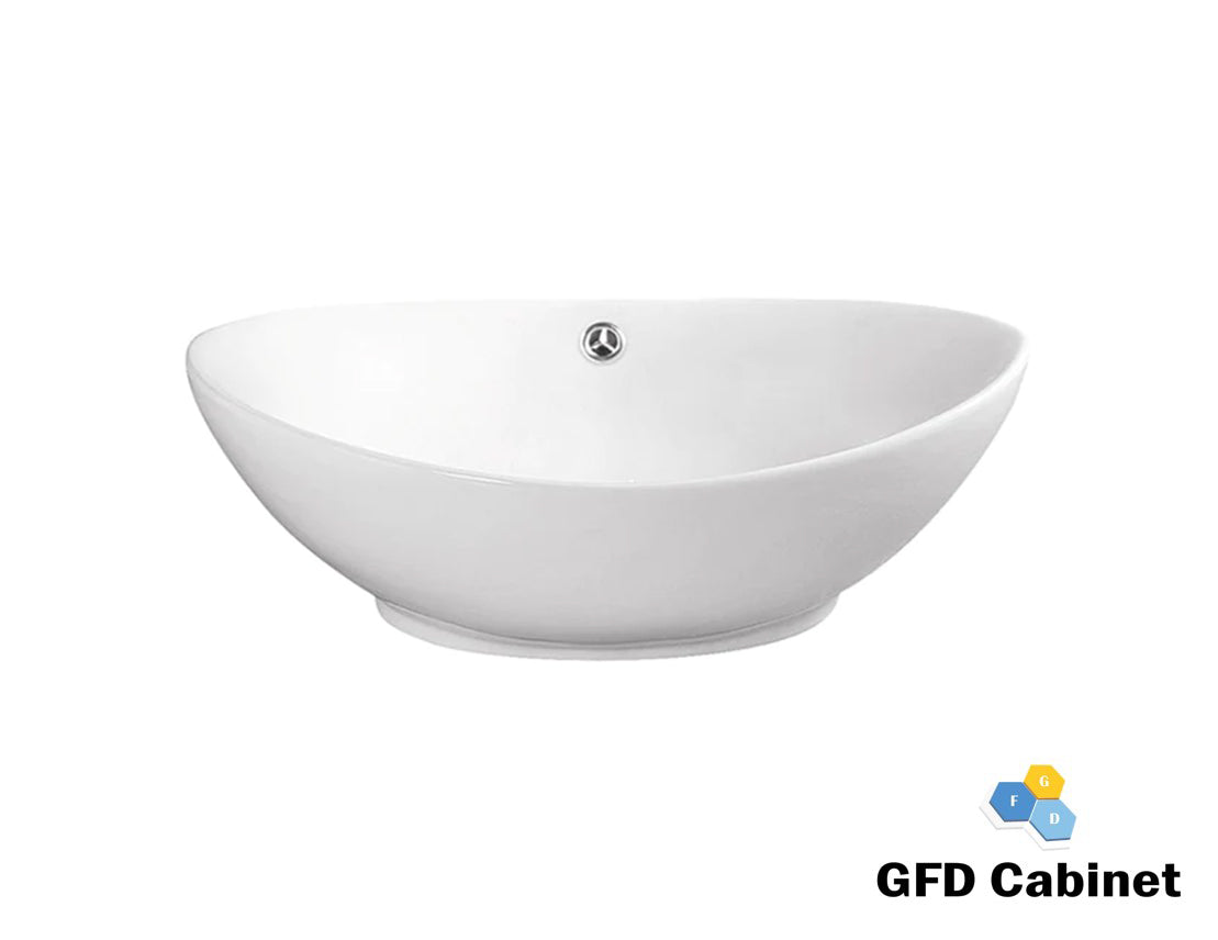 TP5915 White Oval Basin Above Counter Vessel Sink