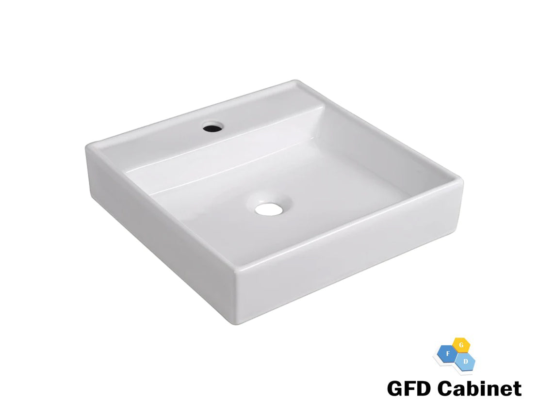 TP7657 White Rectangular Artistic Above Counter Vessel Sink
