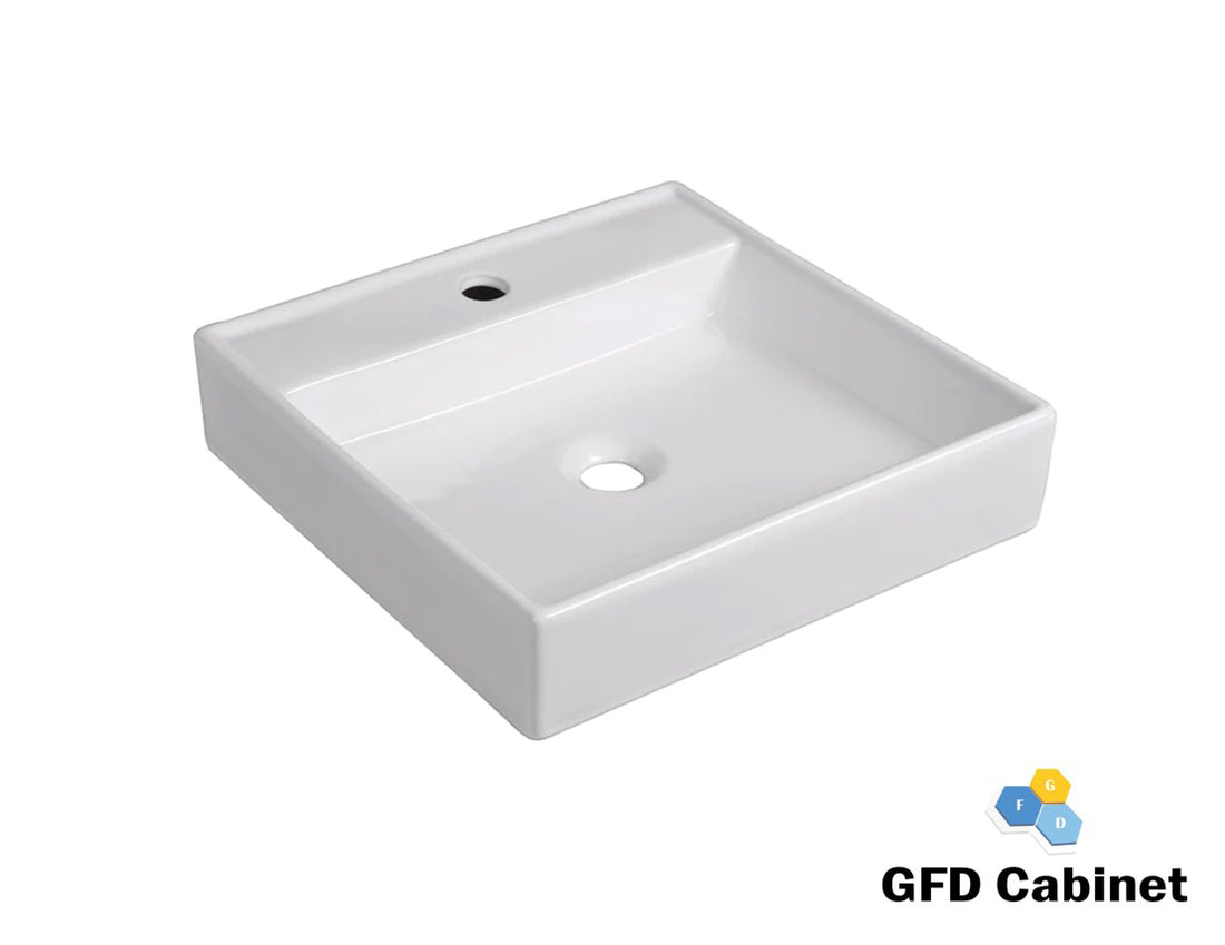 TP7657 White Rectangular Artistic Basin Above Counter Vessel Sink