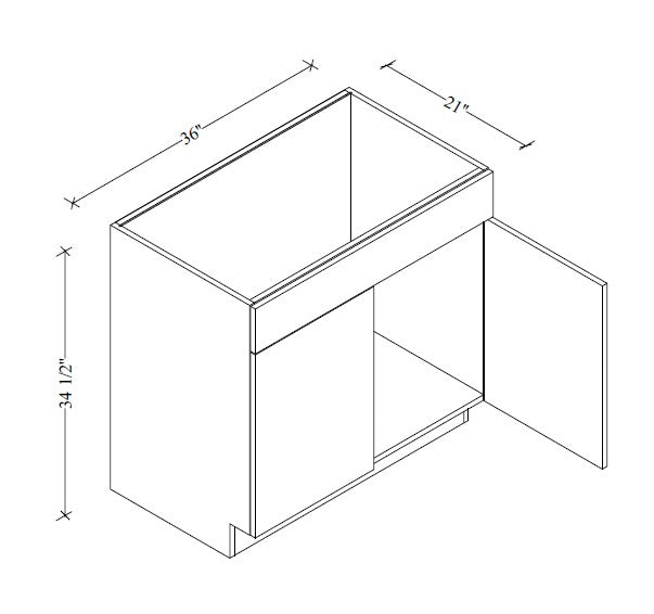 V3621 Vanity Base 36"Wx34-1/2"Hx21"D