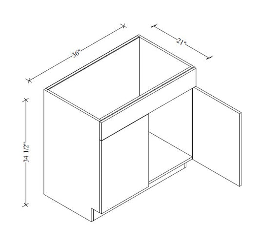 V3621 Vanity Base 36"Wx34-1/2"Hx21"D