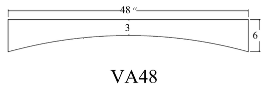 VA48 Shaker Style Cabinet Arched Valance 48"Wx6"Hx3/4"D