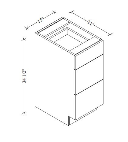 VDB1521 Vanity 3-Drawer Base15"Wx34-1/2"Hx21"D