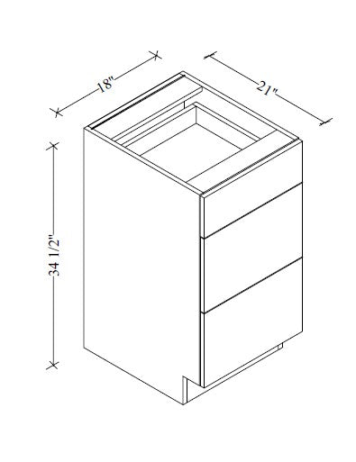 VDB1821 Vanity 3-Drawer Base 18"Wx34-1/2"Hx21"D