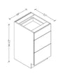 VDB1821 Vanity 3-Drawer Base 18"Wx34-1/2"Hx21"D