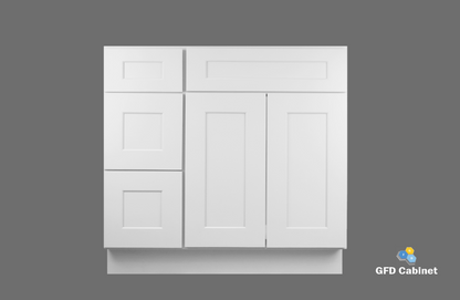 VDB4221L Shaker Style Vanity Sink 3-Drawers Cabinet Left Side Drawer 42"Wx34-1/2"Hx21"D