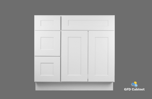 VDB4221L Shaker Style Vanity Sink 3-Drawers Cabinet Left Side Drawer 42"Wx34-1/2"Hx21"D