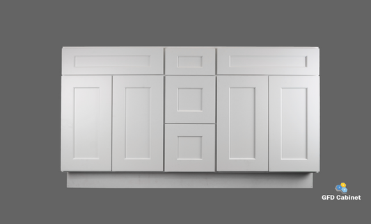 VDB6021-2S Shaker Style Cabinet Vanity Double Sink 60"Wx34-1/2"Hx21"D